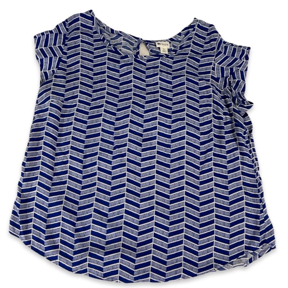 Stylus Women's Blue Short Sleeve Blouse Size XL